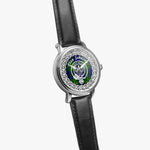 Johnson Scottish Clan Tartan Crest Badge Silver Automatic Watch Size 46mm
