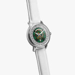 MacAlpine Scottish Clan Tartan Crest Badge Silver Automatic Watch Size 46mm