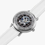 Moffat Scottish Clan Tartan Crest Badge Silver Automatic Watch Size 46mm