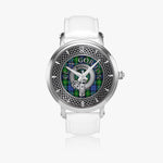 Clan Gordon Crest & Tartan Knot Sterling Silver Unisex Automatic Watch (Silver) Size 46mm