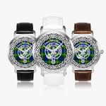 Scottish Maitland Clan Tartan Crest Badge Silver Automatic Watch Size 46mm