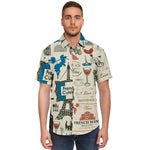 Men Hawaiian Shirt Abstract seamless pattern on the theme of France Men Short Sleeve Shirt