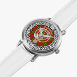 Scottish Leask Clan Tartan Crest Badge Silver Automatic Watch Size 46mm