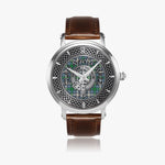 Clan MacDowall Crest & Tartan Knot Sterling Silver Unisex Automatic Watch (Silver) Size 46mm