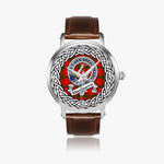 MacQuarrie Scottish Clan Tartan Crest Badge Silver Automatic Watch Size 46mm