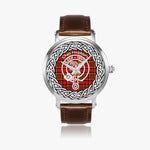 Scottish Hepburn Clan Tartan Crest Badge Silver Automatic Watch Size 46mm