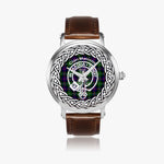 Scottish Malcolm Clan Tartan Crest Badge Silver Automatic Watch Size 46mm