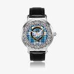 Roberton Scottish Clan Tartan Crest Badge Silver Automatic Watch Size 46mm