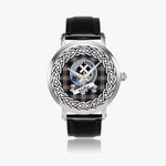 Moffat Scottish Clan Tartan Crest Badge Silver Automatic Watch Size 46mm