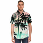 Men Hawaiian Shirt Black palms at sunset Men Short Sleeve Shirt