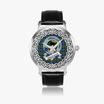 MacLaren Scottish Clan Tartan Crest Badge Silver Automatic Watch Size 46mm