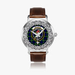 Meldrum Scottish Clan Tartan Crest Badge Silver Automatic Watch Size 46mm