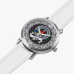 Logan Scottish Clan Tartan Crest Badge Silver Automatic Watch Size 46mm