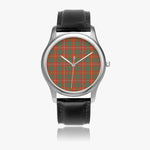 Scottish Bruce Ancient Watch Tartan Leather Strap Classic Plaid Watch (Silver)