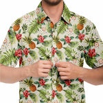 Men Hawaiian Shirt Exotic Tropical Pineapple Floral Hawaiian Men Short Sleeve Shirt