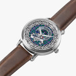Pitcairn Scottish Clan Tartan Crest Badge Silver Automatic Watch Size 46mm