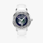 Scottish Hutton Clan Tartan Crest Badge Silver Automatic Watch Size 46mm