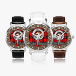 Scottish Ramsay Clan Tartan Crest Badge Silver Automatic Watch Size 46mm
