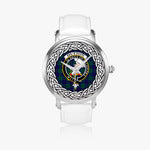 Hutton Scottish Clan Tartan Crest Badge Silver Automatic Watch Size 46mm