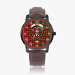 Scottish Boyd Modern Family Crest Quartz Watch With Leather Strap - Tartan Watch Instafamous Quartz Leather Strap Plaid Watch