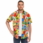 Men Hawaiian Shirt Abstract watercolor Flowers Hibiscus Hawaiian Men Short Sleeve Shirt