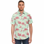 Men Hawaiian Shirt Cute Flamingo Pattern Hawaiian Men Short Sleeve Shirt