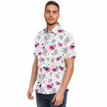 Men Hawaiian Shirt Flamingos and Tropical Flowers Hawaiian Men Short Sleeve Shirt
