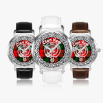 Scottish Kerr Clan Tartan Crest Badge Silver Automatic Watch Size 46mm