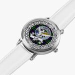 Leslie Scottish Clan Tartan Crest Badge Silver Automatic Watch Size 46mm