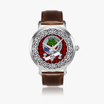 Hog Scottish Clan Tartan Crest Badge Silver Automatic Watch Size 46mm