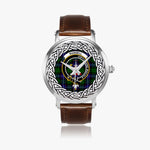 Russell Scottish Clan Tartan Crest Badge Silver Automatic Watch Size 46mm