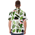 Men Hawaiian Shirt Botanical Watercolor Vintage Greenery Leaves Hawaiian Men Short Sleeve Shirt
