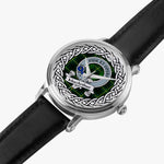 MacArthur Scottish Clan Tartan Crest Badge Silver Automatic Watch Size 46mm
