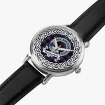 Rutherford Scottish Clan Tartan Crest Badge Silver Automatic Watch Size 46mm
