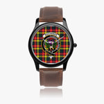 Scottish Buchanan Modern 2 Watch Tartan Crest Leather Strap Classic Plaid Watch