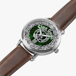Scottish Gunn Ancient Clan Tartan Crest Badge Silver Automatic Watch Size 46mm