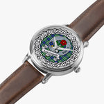 Learmonth Scottish Clan Tartan Crest Badge Silver Automatic Watch Size 46mm