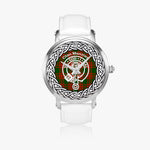 Menzies Clan Tartan Crest Badge Silver Automatic Watch Size 46mm