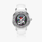 Logan Scottish Clan Tartan Crest Badge Silver Automatic Watch Size 46mm