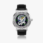 Leslie Scottish Clan Tartan Crest Badge Silver Automatic Watch Size 46mm