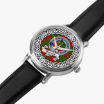 Burnet Scottish Clan Tartan Crest Badge Silver Automatic Watch Size 46mm
