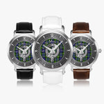 Clan MacNeill of Gigha Crest & Tartan Knot Sterling Silver Unisex Automatic Watch (Silver) Size 46mm
