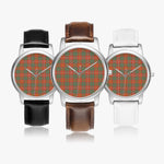 Scottish Bruce Ancient Watch Tartan Leather Strap Classic Plaid Watch (Silver)