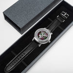 Crosby Scottish Clan Tartan Crest Badge Silver Automatic Watch Size 46mm