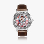 Menzies Scottish Clan Tartan Crest Badge Silver Automatic Watch Size 46mm