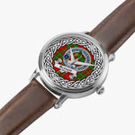 Burnet Scottish Clan Tartan Crest Badge Silver Automatic Watch Size 46mm
