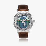 Cleland Scottish Clan Tartan Crest Badge Silver Automatic Watch Size 46mm