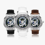 Gunn Scottish Clan Tartan Crest Badge Silver Automatic Watch Size 46mm