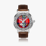 Scottish Ruthven Clan Tartan Crest Badge Silver Automatic Watch Size 46mm