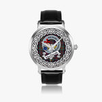 Macdonalds Of Donald Scottish Clan Tartan Crest Badge Silver Automatic Watch Size 46mm